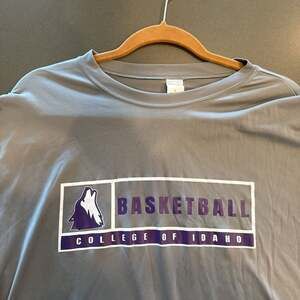 College of Idaho Yotes Basketball Stack T-Shirt - Purple